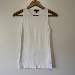 Lauren Ralph Lauren Women's White Ribbed Tank‎ Top Size M Sleeveless Knit Basic